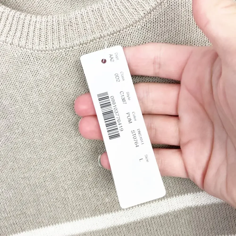 J. Crew Tan White Striped Sweater Sz L